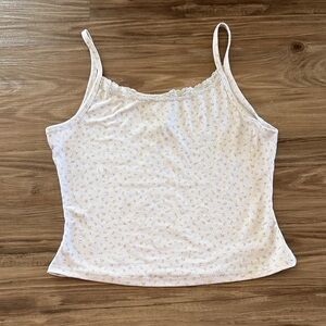 Girls's White Lace Trim Cami Top